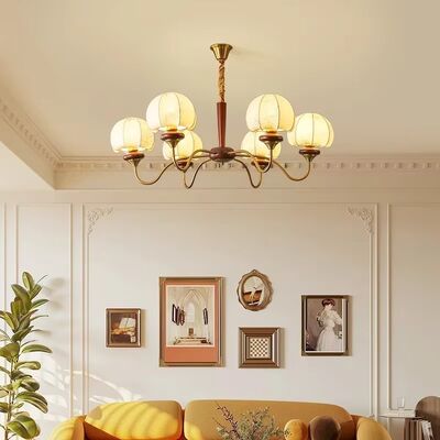Romantic American Solid Wood Fabric Lampshade Vintage Bedroom Chandelier (WH-VP-298)