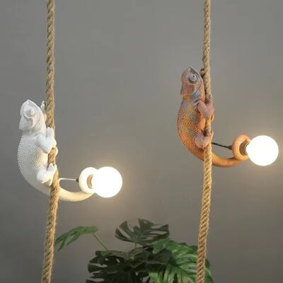 Retro pendant light Resin White color chameleon pendant Lamp Animal chandelier (WH-VP-299)