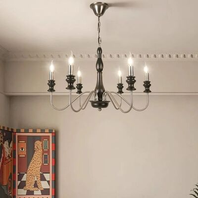 Bedroom Foyer Dining Room Lighting Fixtures French Retro Style Iron Wood LED Decor Home Chandelier (WH-VP-324)