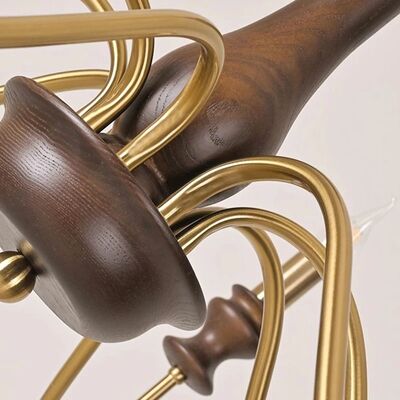 Bedroom Foyer Dining Room Lighting Fixtures French Retro Style Iron Wood LED Decor Home Chandelier (WH-VP-324)