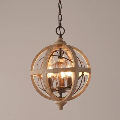 led crystal light Vintage Rustic Weathered Wooden Globe Chandelier (WH-VP-328)
