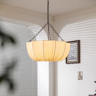 Medieval Living Dining Room Pendant Lights French Retro Wabi-Sabi Fabric Chandelier (WH-VP-343)