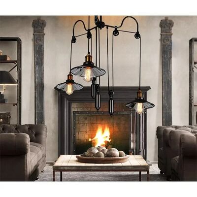 Black Iron Hanging Lamp Industrial Style Vintage Chandelier Pulley Ceiling Lamp (WH-VP-347)