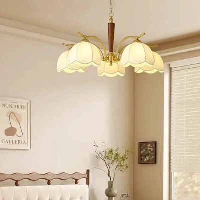 LED Hanging Lamp For Bedroom Retro Chandelier Wabi Sabi Fabric Pendant Light (WH-VP-352)