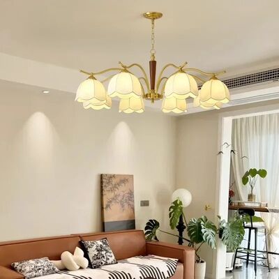 LED Hanging Lamp For Bedroom Retro Chandelier Wabi Sabi Fabric Pendant Light (WH-VP-352)