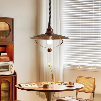 Antique Walnut Color Retractable Dining Room Light Wabi Sabi Style Retro Pendant Lamp LED Bedside Lamp (WH-VP-357)