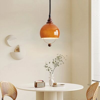 Antique Walnut Color Retractable Dining Room Light Wabi Sabi Style Retro Pendant Lamp LED Bedside Lamp (WH-VP-357)