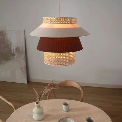 Bedroom Dining Room Hanging Lamp Retro Wabi Sabi Wind Rattan E27 Led Pendant Light (WH-VP-362)
