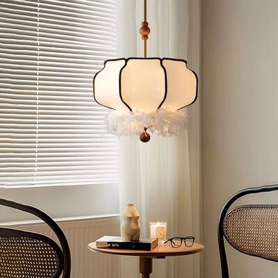 Living Dining Room Bar Led Pendant Lamp French Vintage Wabi Sabi Fabric Chandelier (WH-VP-363)