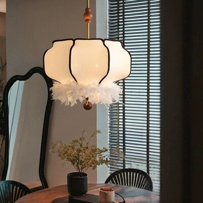 Living Dining Room Bar Led Pendant Lamp French Vintage Wabi Sabi Fabric Chandelier (WH-VP-363)