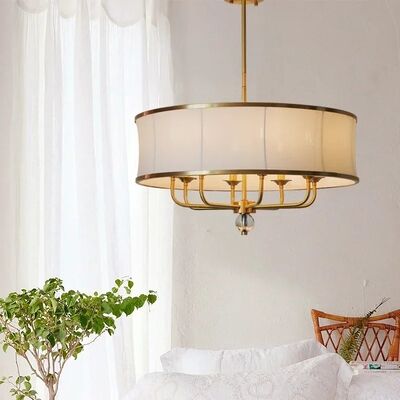 Living Room Bedroom Golden Chandeliers Restaurant Dining Room Hanging Lamp Vintage Fabric Pendant Lights  (WH-VP-367)