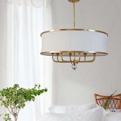 Living Room Bedroom Golden Chandeliers Restaurant Dining Room Hanging Lamp Vintage Fabric Pendant Lights  (WH-VP-367)