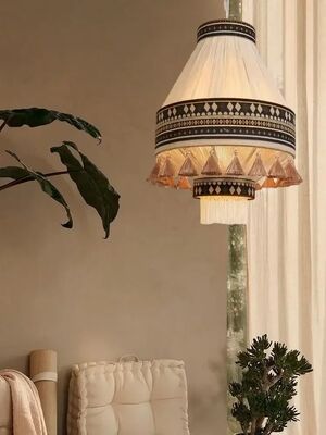 Boho Cotton Rope Hanging Lamps Homestay Shop Living Room LED Chandeliers Vintage Tassels Pendant Lights  (WH-VP-368)