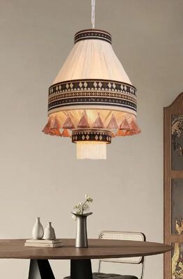 Boho Cotton Rope Hanging Lamps Homestay Shop Living Room LED Chandeliers Vintage Tassels Pendant Lights  (WH-VP-368)