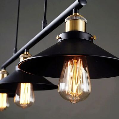 Iron Pulley Hanging Lamp Vintage Industrial Black 3 Heads Pendant Light (WH-VP-372)