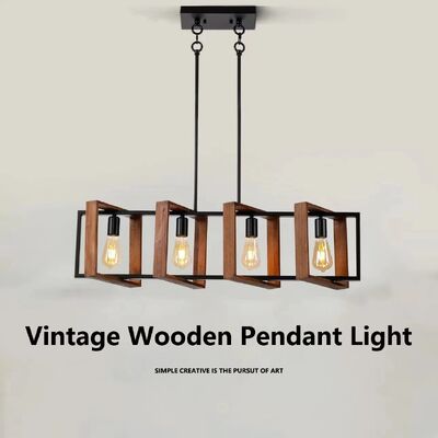 Solid Wood Iron Hanging Lamp Vintage Industrial Style Pendant Light (WH-VP-373)