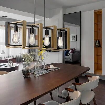 Solid Wood Iron Hanging Lamp Vintage Industrial Style Pendant Light (WH-VP-373)