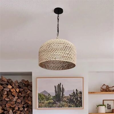 rustic hanging lamp Dining Room Kitchen Wabi sabi Jute Rope Pendant Lights(WH-WP-105)