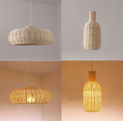 Dining Room Lamp Cafe LED farmhouse Village Vintage Handmade Wicker Pendant Light(WH-WP-112)
