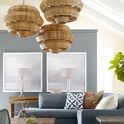 Dining Room lamp Decor Living Room Creative Rattan woven lantern Antibes Grande Chandelier(WH-WP-113)