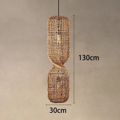 Staircase Suspension Luminaire Restaurant Bar Chinese Style Rattan Wabi-sabi Pendant Light(WH-WP-114)