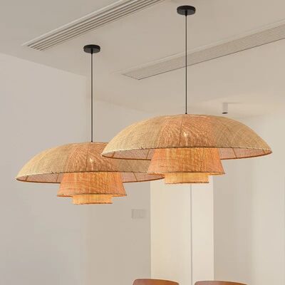 Dining Room Suspension Hanging Lamp Kitchen Vintage Handmade Rattan Pendant Light(WH-WP-124)