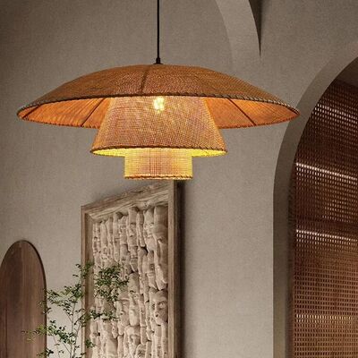 Dining Room Suspension Hanging Lamp Kitchen Vintage Handmade Rattan Pendant Light(WH-WP-124)
