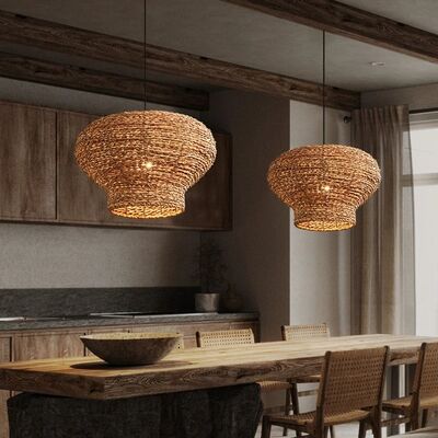 Loft Lamps Restaurant Decor Vintage Woven Rattan Wabi-sabi Style Pendant Lights(WH-WP-129)