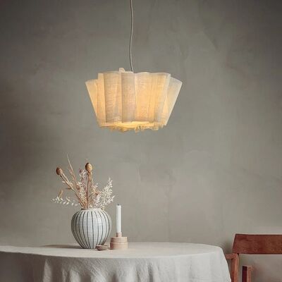 Suspend Lamp Fixtures Dining Room Minimalism E27 Wabi Sabi Handmade Fabric Pendant Lights(WH-WP-131)