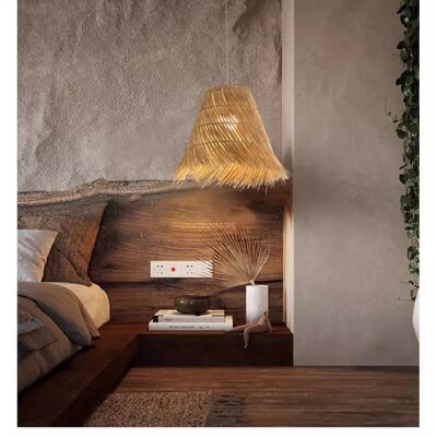 Cafe Lighting Decorative Bedroom Bedside Lamps Retro Hand-woven Art Rattan Pendant Lamp(WH-WP-134)