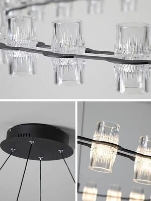 American Black Metal Chandelier Foyer Luxury Clear Acrylic Shades Pendant Lights Netto Three Tier Chandelier（WH-AP-609）
