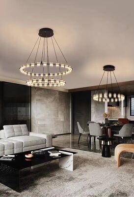 American Black Metal Chandelier Foyer Luxury Clear Acrylic Shades Pendant Lights Netto Three Tier Chandelier（WH-AP-609）