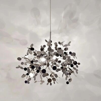 Nordic Modern Personality Stainless Steel Chrome Leaf LED Chandelier Argent Pendant（WH-AP-632）
