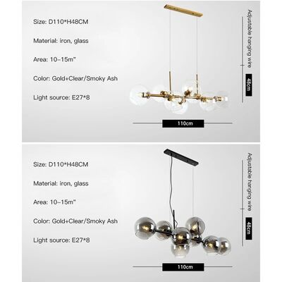 Nordic Glass Chandelier for Dining Room Kitchen Living Room Bedroom Glass Ball Black Ceiling Pendant Lamp （WH-AP-671）