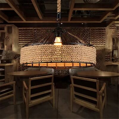 Vintage Industrial  Rope Ceiling Lamp Hanging Light Chandeliers （WH-AP-683）