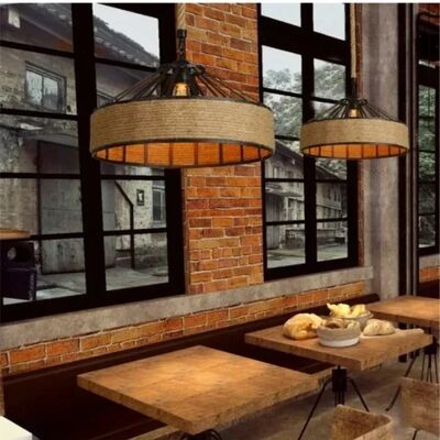 Vintage Industrial  Rope Ceiling Lamp Hanging Light Chandeliers （WH-AP-683）