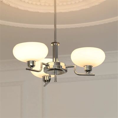 Mid century Bauhaus Chandeliers French Cream white glass Pendant lamp (WH-GP-189)