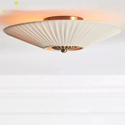 Office Light Living Room Bedroom Vintage Decorative French Style Fabric Pleated Ceiling Lamp(WH-MA-328)