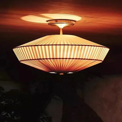 Office Light Living Room Bedroom Vintage Decorative French Style Fabric Pleated Ceiling Lamp(WH-MA-328)