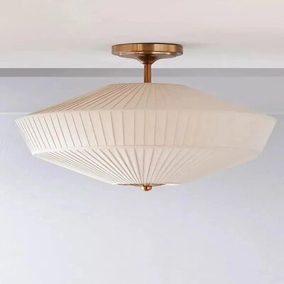 Office Light Living Room Bedroom Vintage Decorative French Style Fabric Pleated Ceiling Lamp(WH-MA-328)