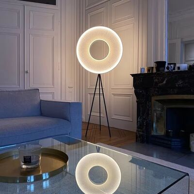 Bedroom Bedside Standing Light Home Decor Art Round Halo Fabric Pleats Led Floor Lamp(WH-MFL-196)