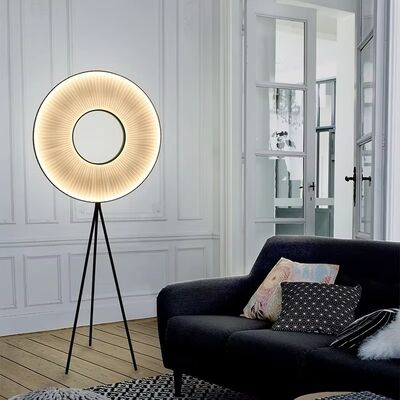 Bedroom Bedside Standing Light Home Decor Art Round Halo Fabric Pleats Led Floor Lamp(WH-MFL-196)
