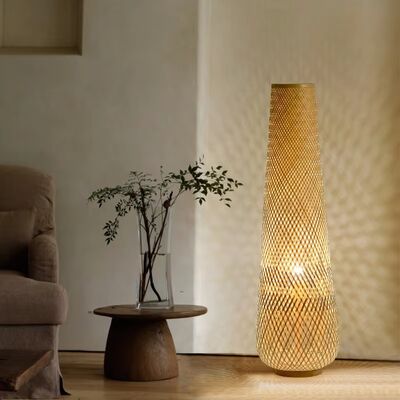 Bedroom Bedside Lamp Tea Room Japanese  E27 Weave Bamboo Floor Lamp(WH-MFL-216)