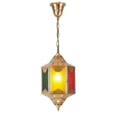 Brass stained glass chandelier LED copper chandelier Moroccan style lighting (WH-DC-75)