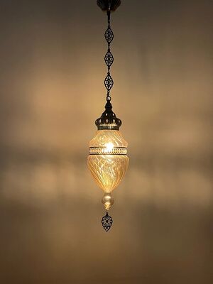 Light brown handmade glass Pendant lamp Moroccan bedroom bedside chandelier (WH-DC-76)
