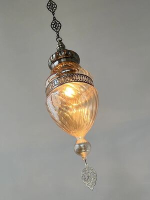 Light brown handmade glass Pendant lamp Moroccan bedroom bedside chandelier (WH-DC-76)