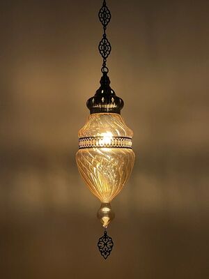 Light brown handmade glass Pendant lamp Moroccan bedroom bedside chandelier (WH-DC-76)