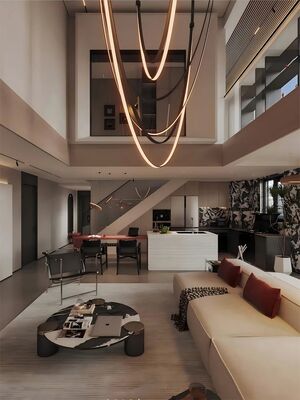 Dimmable LED Fexible Brown Black Leather Belt Chandelier (WH-NC-132)