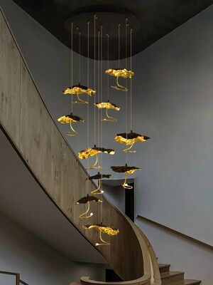 Luxury Designer Copper Lotus Leaf Chandeliers Lotus Leaf Pendant Lamp  (WH-NC-151)