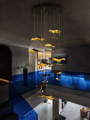 Luxury Designer Copper Lotus Leaf Chandeliers Lotus Leaf Pendant Lamp  (WH-NC-151)